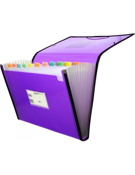 Carpeta fuelle Fº violeta polipropileno 13 departamentos con ribete